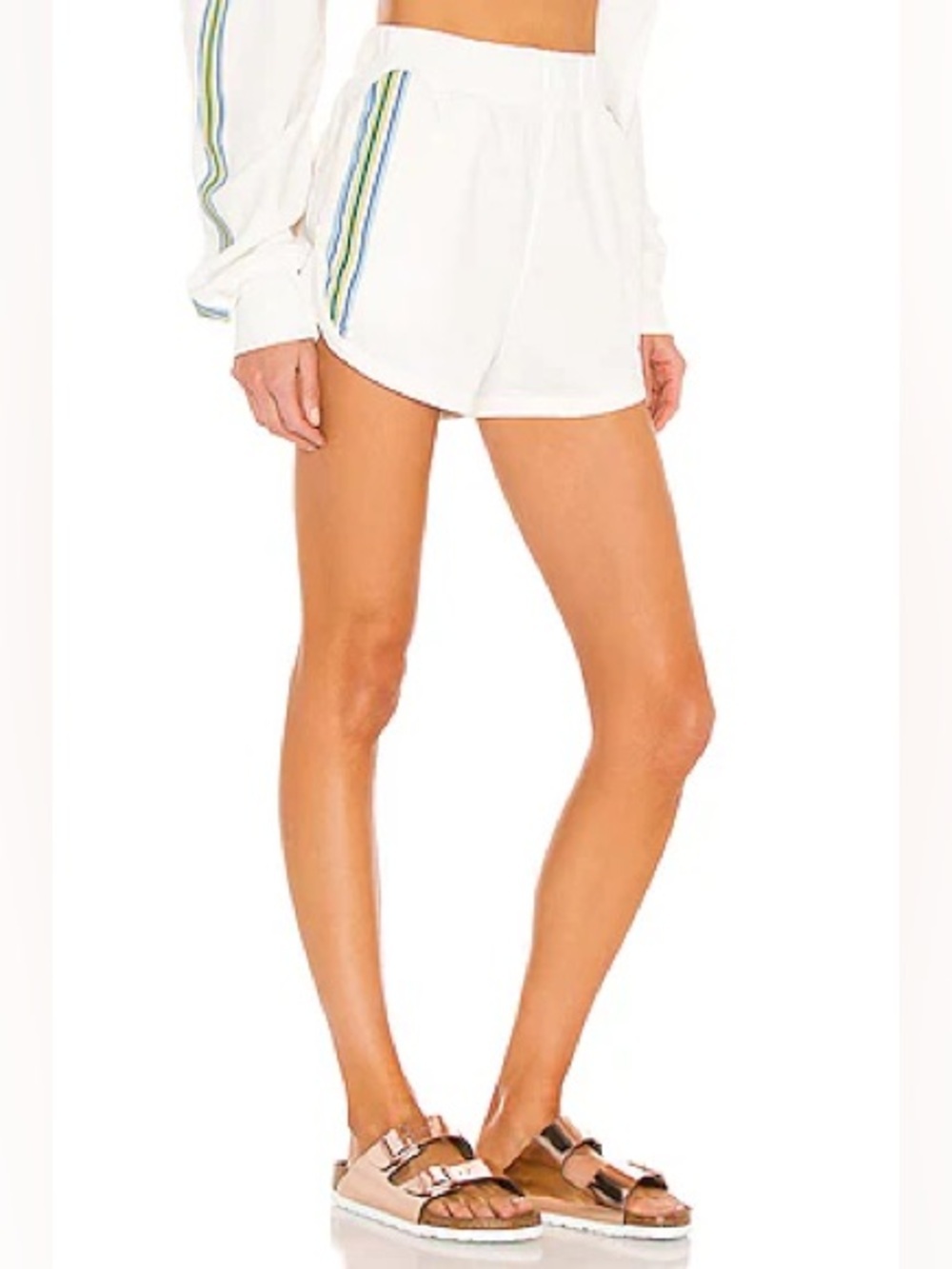 FP Movement Grand Slam Short Striped in White Stripe Combo Size S